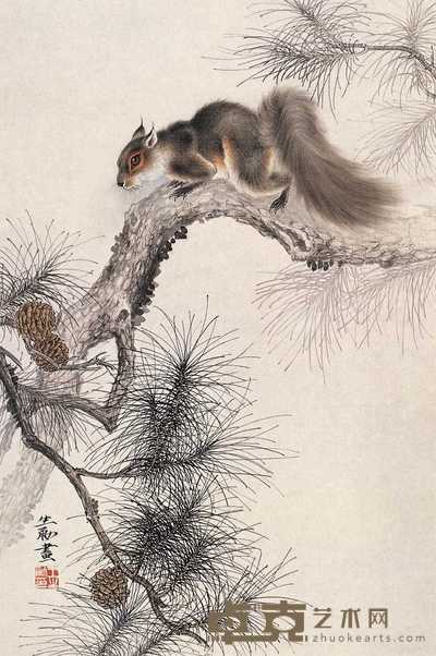 王生勇 松鼠 镜心 41×28cm